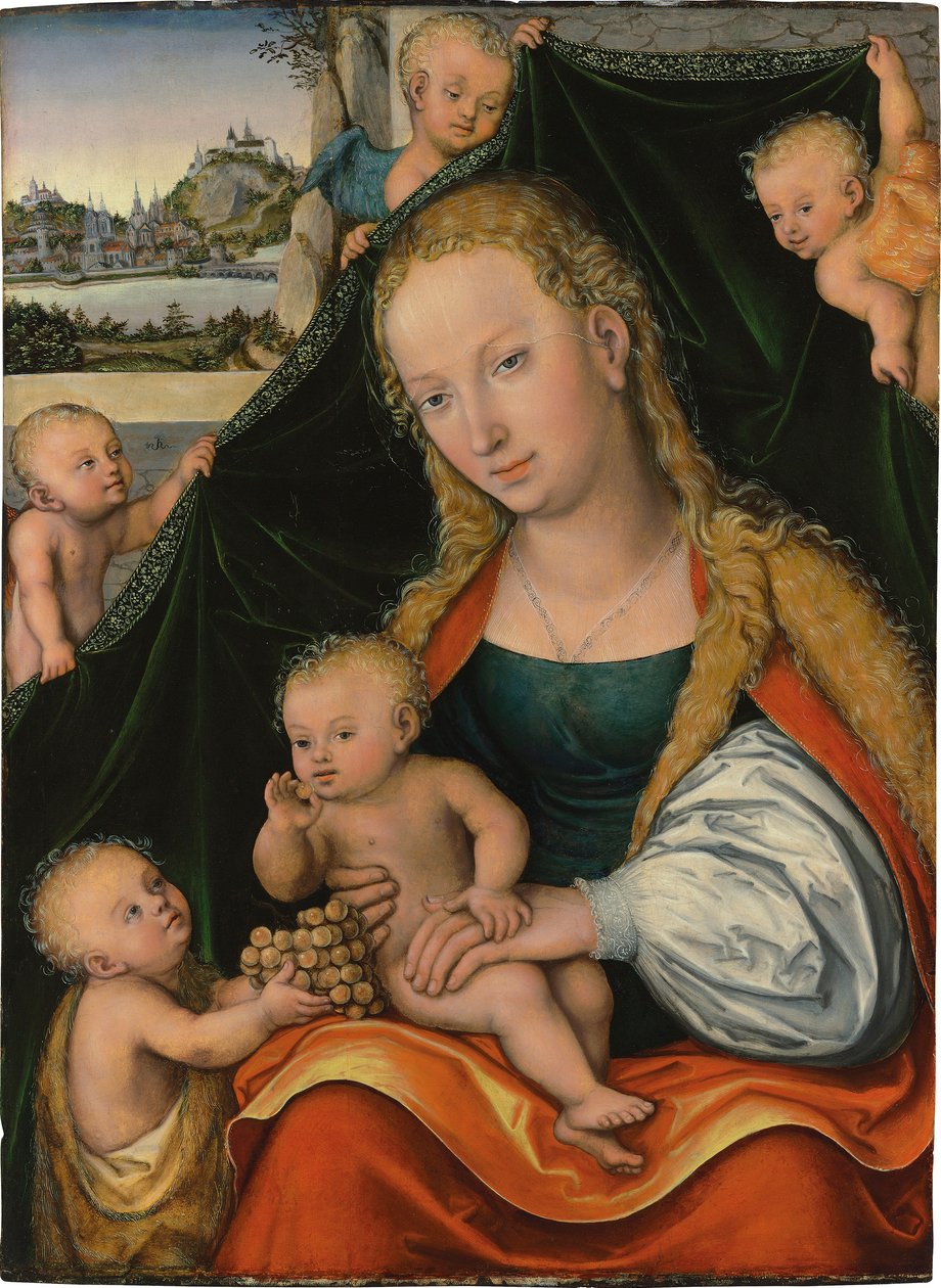 Alemán: Madonna und Kind mit dem Johannesknaben und Engeln La Virgen y el Niño con el Niño San Juan Bautista y los ángeles de Lucas Cranach the Younger