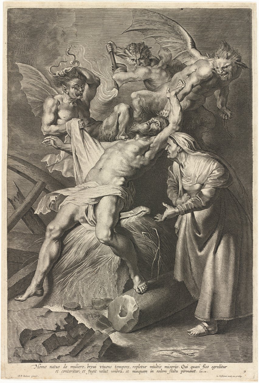 Job atormentado por demonios y abusado por su esposa de Lucas Emil Vorsterman after Sir Peter Paul Rubens