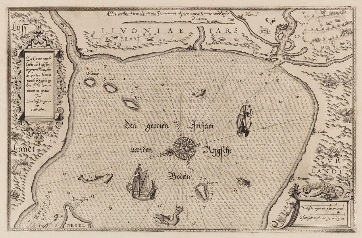 Carta náutica del Golfo de Riga de Lucas Jansz. Waghenaer