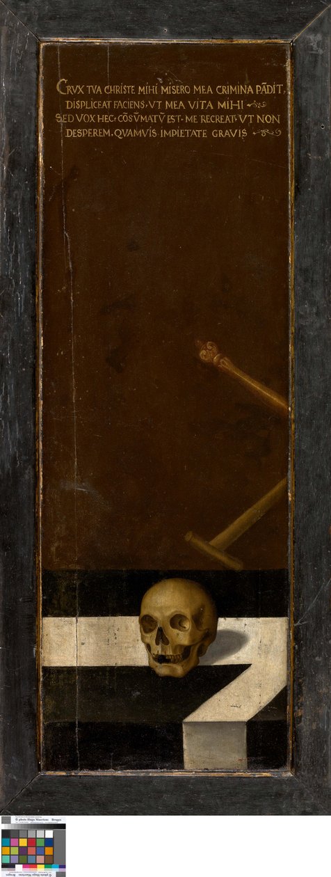 Juan Bautista (ala izquierda), Donante (ala derecha), Bodegón Vanitas (cerrado) de Lucas de Heere