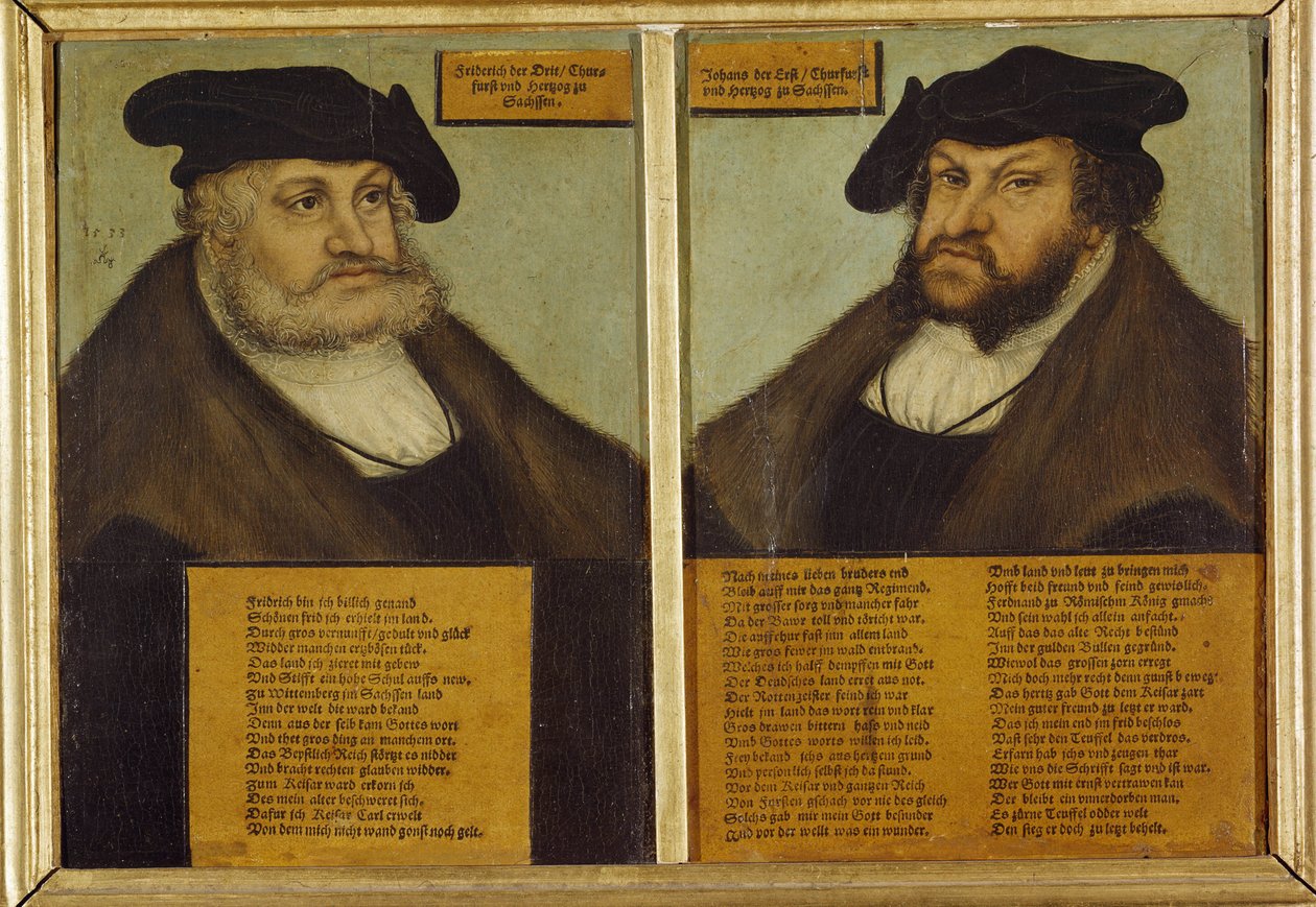 Doble retrato de Federico III de Sajonia de Lucas the Elder Cranach