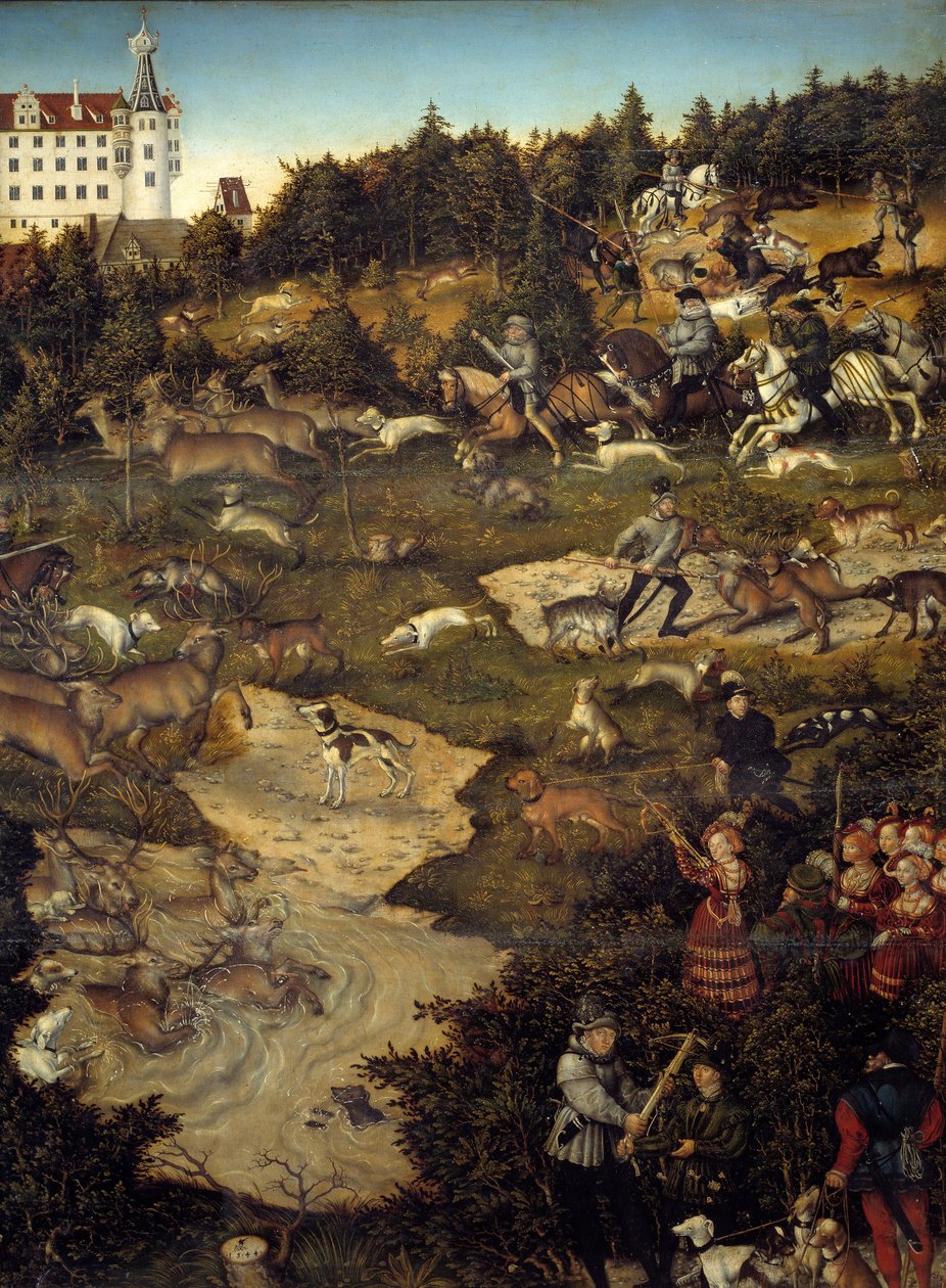 Caza en honor de Carlos V en el Castillo de Torgau (Alemania) (detalle). Pintura de Lucas Cranach (1472-1553) de Lucas the Elder Cranach