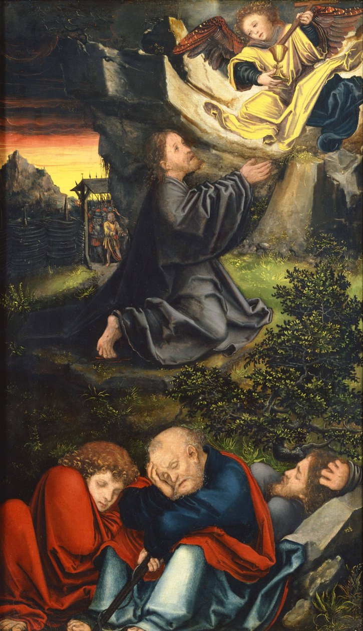 ""Oración en el Huerto de los Olivos"" Pintura de Lucas Cranach el Viejo (1472-1553) alrededor de 1518 Museo Nacional de Arte Occidental, Tokio Japón de Lucas the Elder Cranach