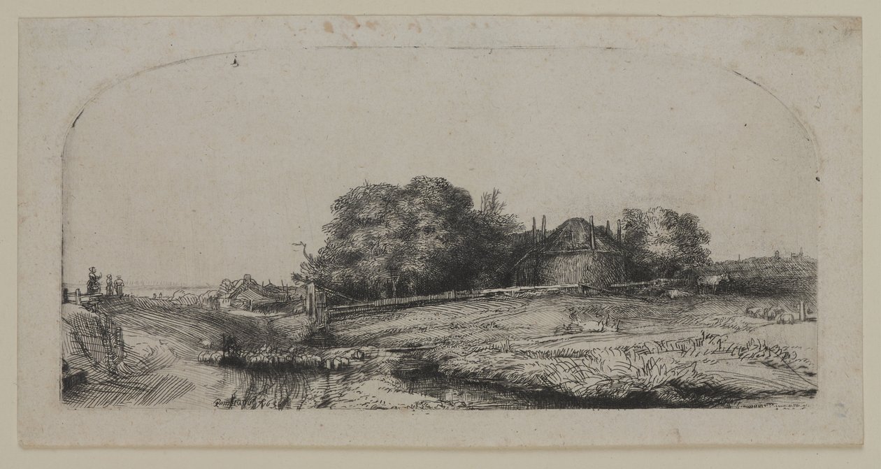 Paisaje con un granero de heno y un rebaño de ovejas de Lucas the Elder Cranach