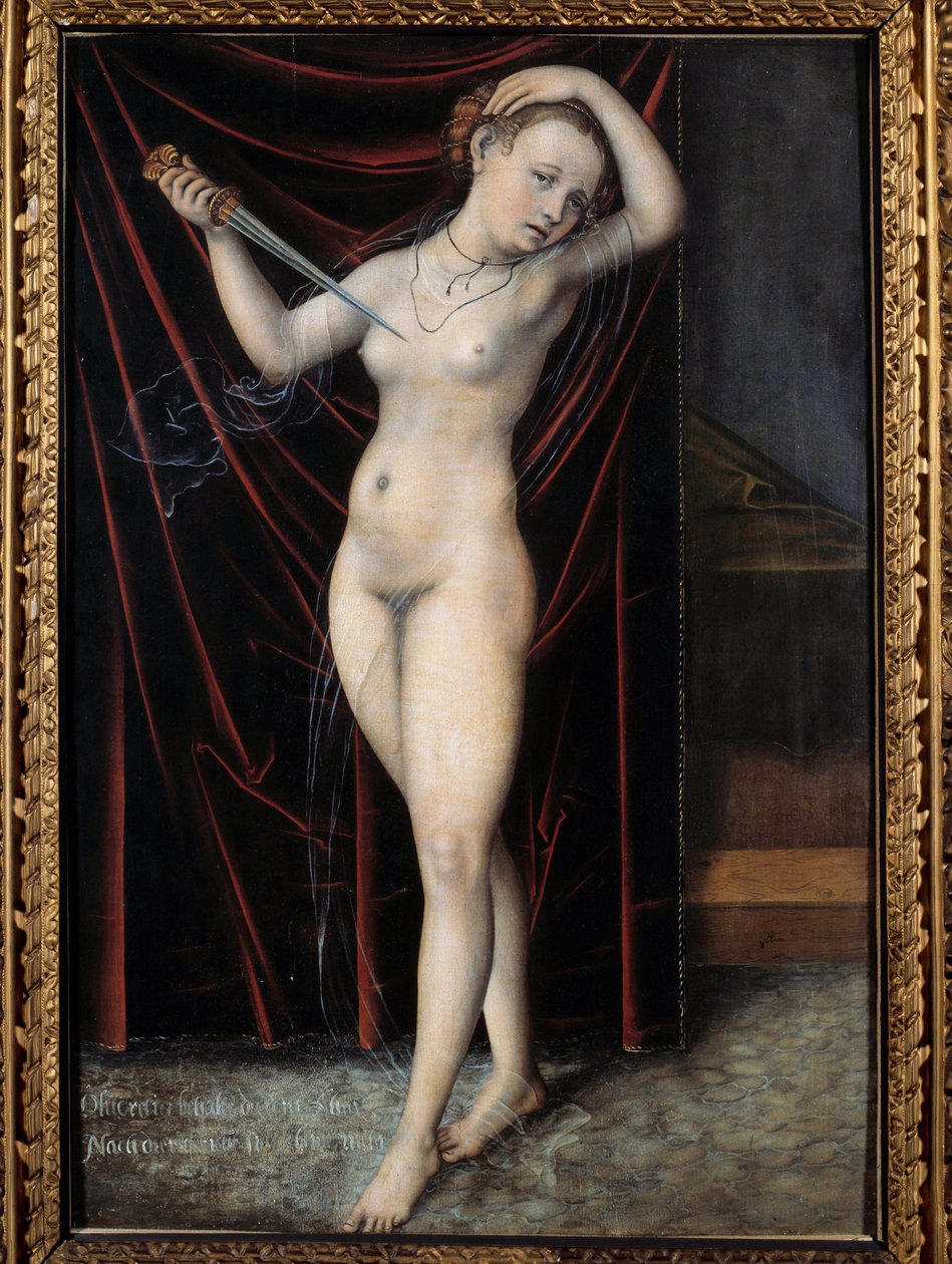 Lucrecia dándose muerte (pintura de Lucas Cranach) de Lucas the Elder Cranach