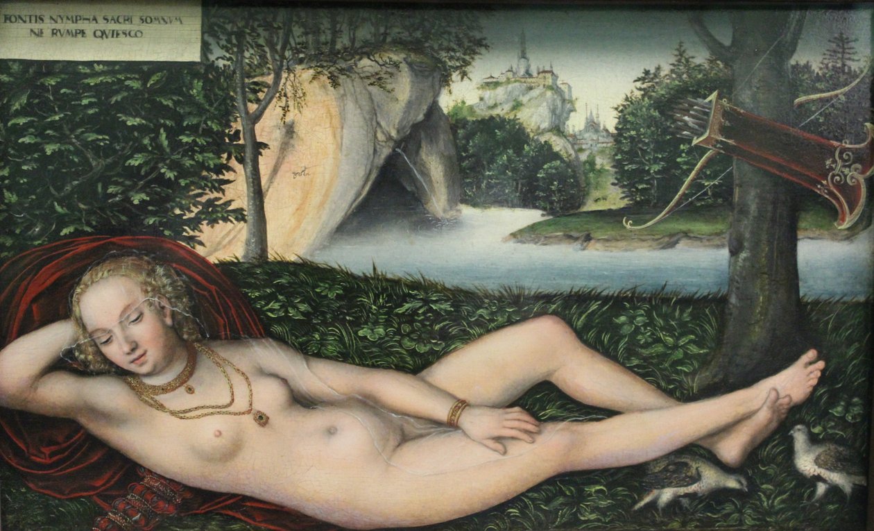 Ninfa en la fuente, después de 1537 (óleo sobre madera de roble) de Lucas the Elder Cranach