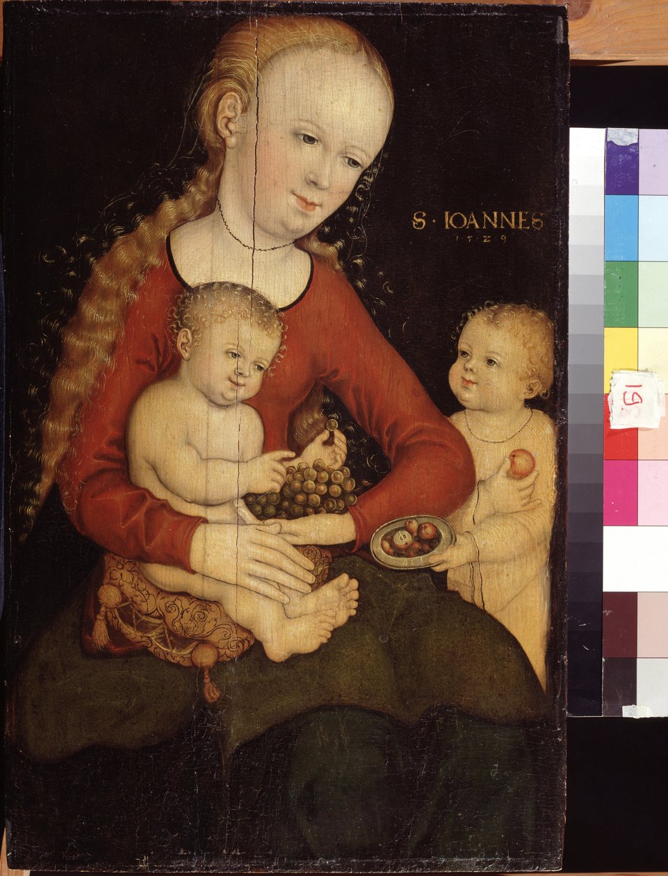 ""Virgen y Niño con San Juan Bautista Niño"" (Virgen y Niño con Juan Bautista de niño) Pintura de Lucas Cranach el Viejo (1472-1553) Museo Pushkin del siglo XVI, Moscú de Lucas the Elder Cranach