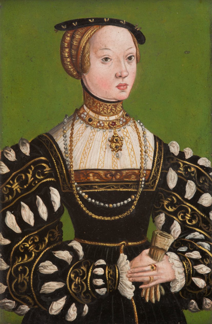 Isabel de Austria (1526-1545), c.1551 (óleo sobre cobre) de Lucas the Younger (school of) Cranach