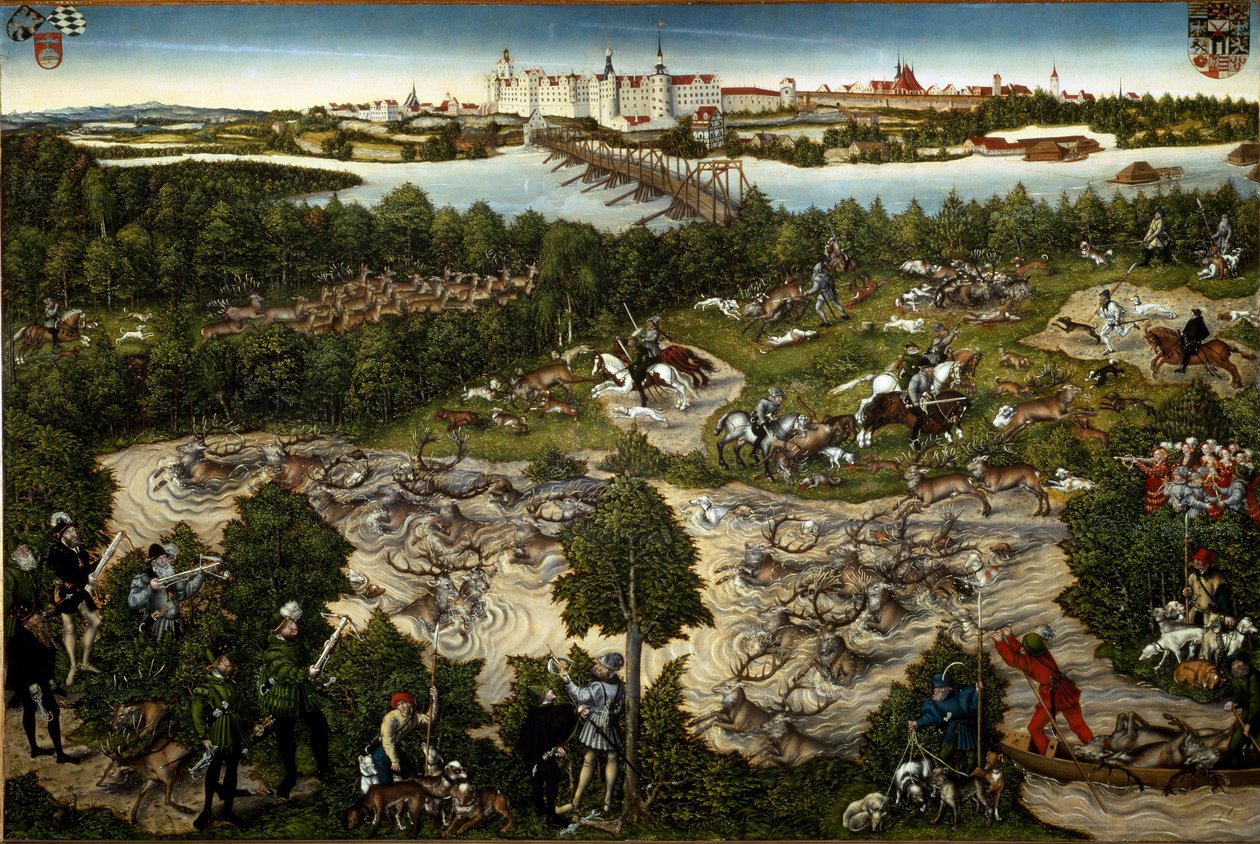 Caza de ciervos del Elector Juan Federico de Lucas the Younger Cranach