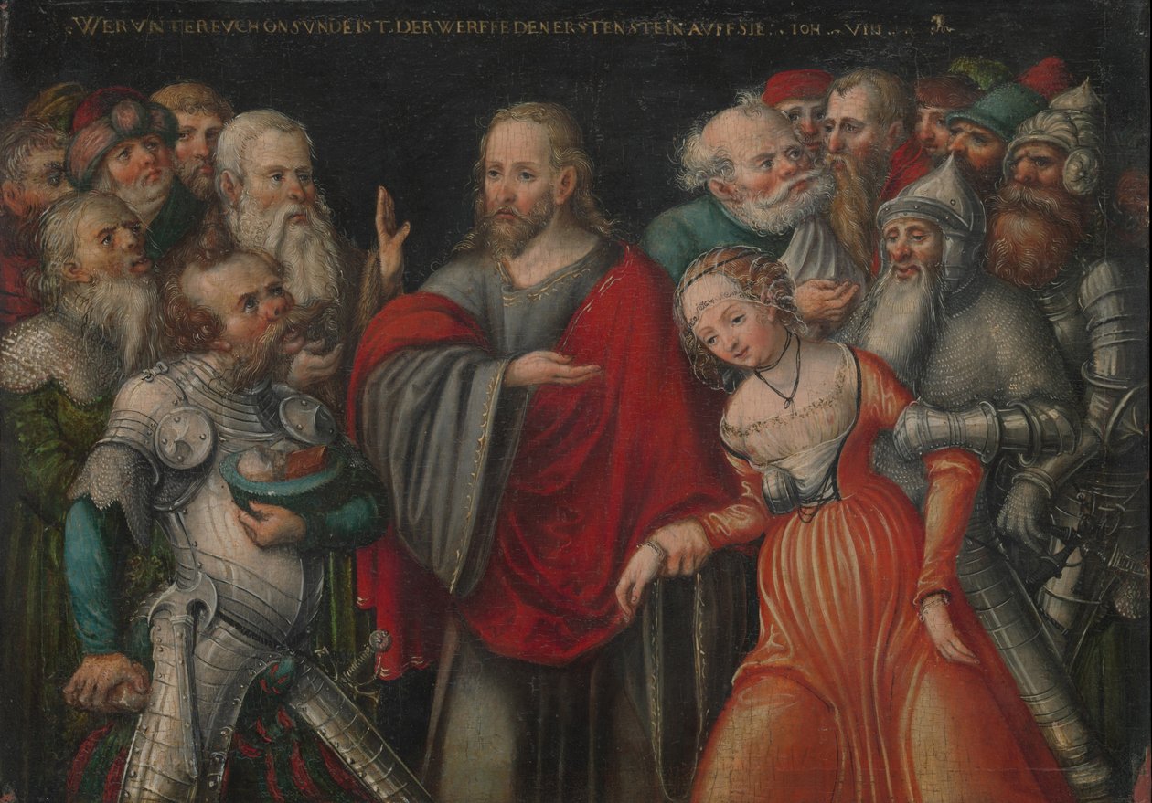 Cristo y la Adúltera, c.1545-50 de Lucas the Younger studio of Cranach