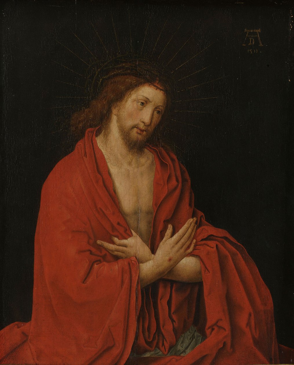 Cristo con corona de espinas de Lucas van (after) Leyden