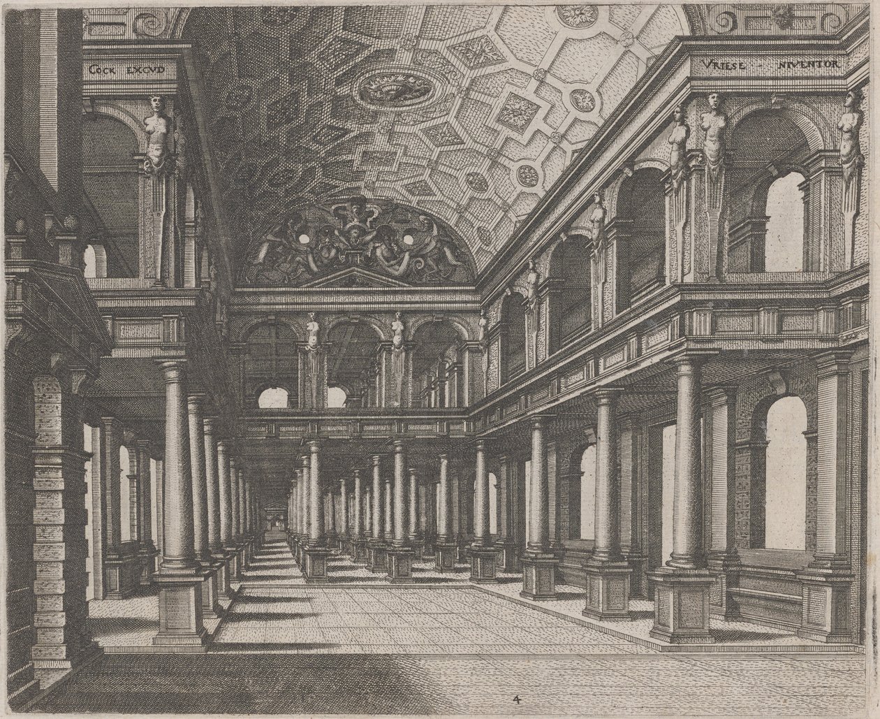Vista de un Salón con Columnas Toscanas de Lucas van Doetechum and Johannes