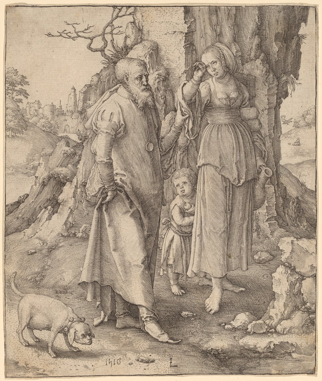 Abraham repudiando a Agar de Lucas van Leyden