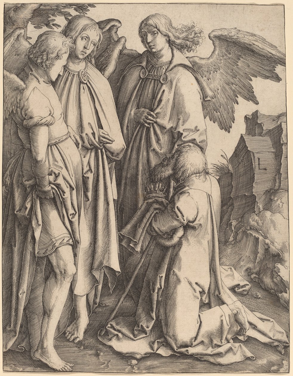 Abraham y los tres ángeles de Lucas van Leyden