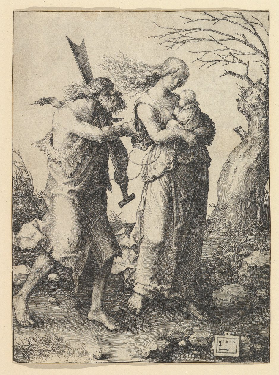 Adán y Eva después de la expulsión, 1510 de Lucas van Leyden