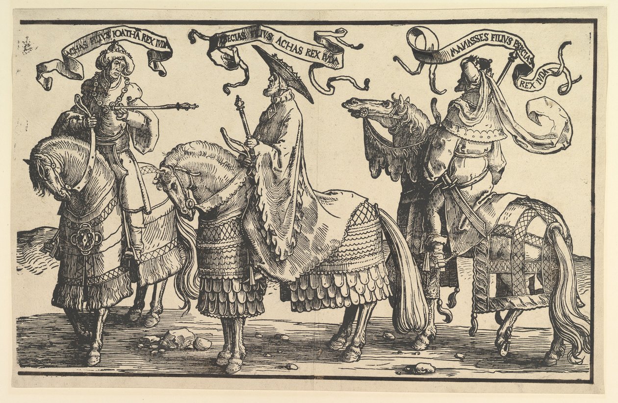 Ajaz, Ezequías, Manasés, de Los Doce Reyes de Israel de Lucas van Leyden