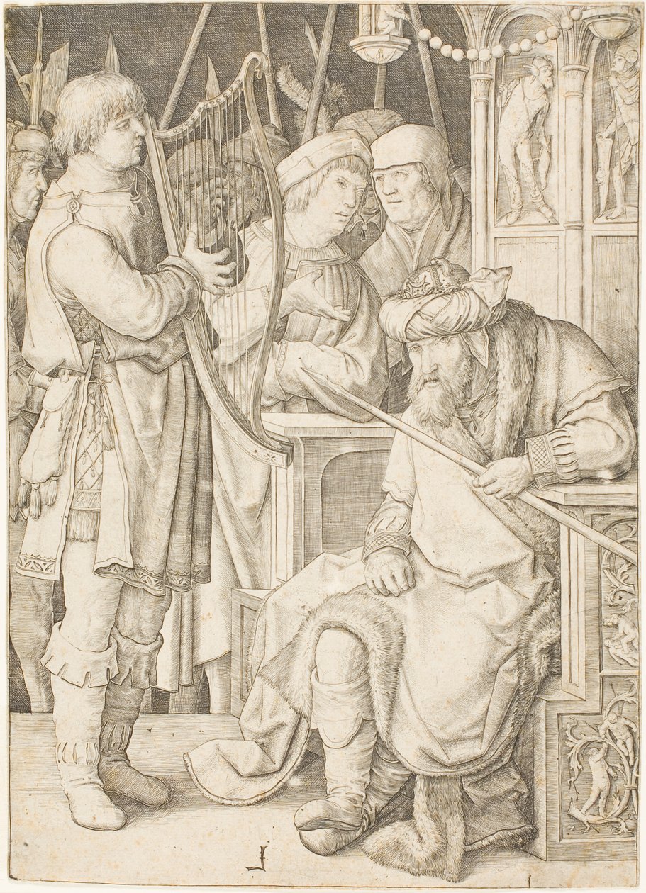 David tocando el arpa ante Saúl de Lucas van Leyden