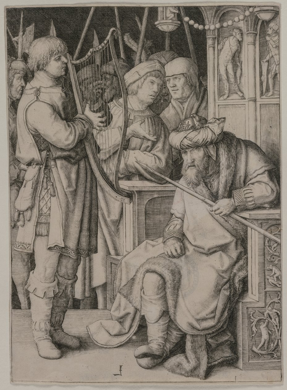 David tocando el arpa ante Saúl de Lucas van Leyden