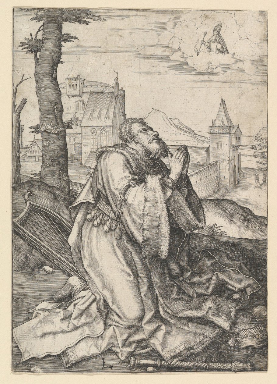 David orando, ca. 1507 de Lucas van Leyden