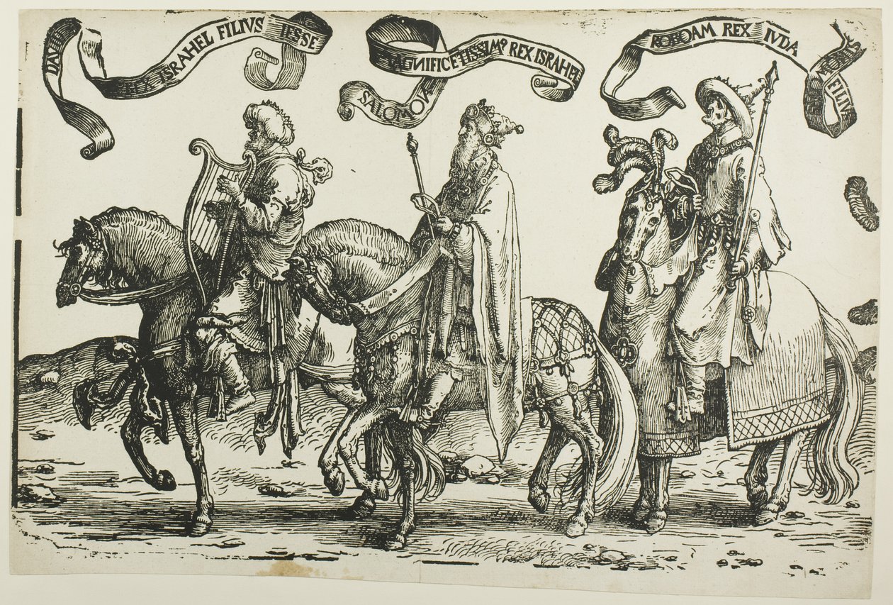 David, Salomón, Roboam, placa uno, de Los Doce Reyes de Israel de Lucas van Leyden