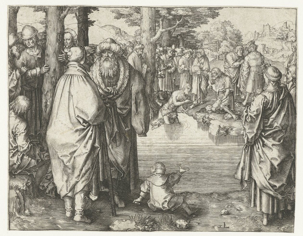 Bautismo de Cristo en el Jordán de Lucas van Leyden