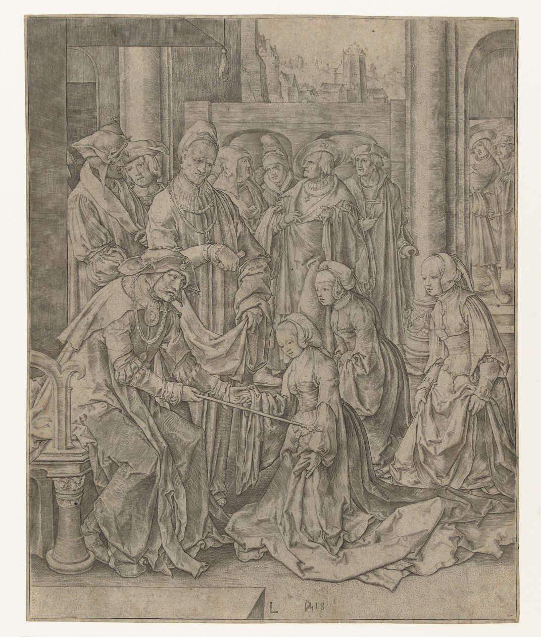 Ester se arrodilla ante Asuero de Lucas van Leyden