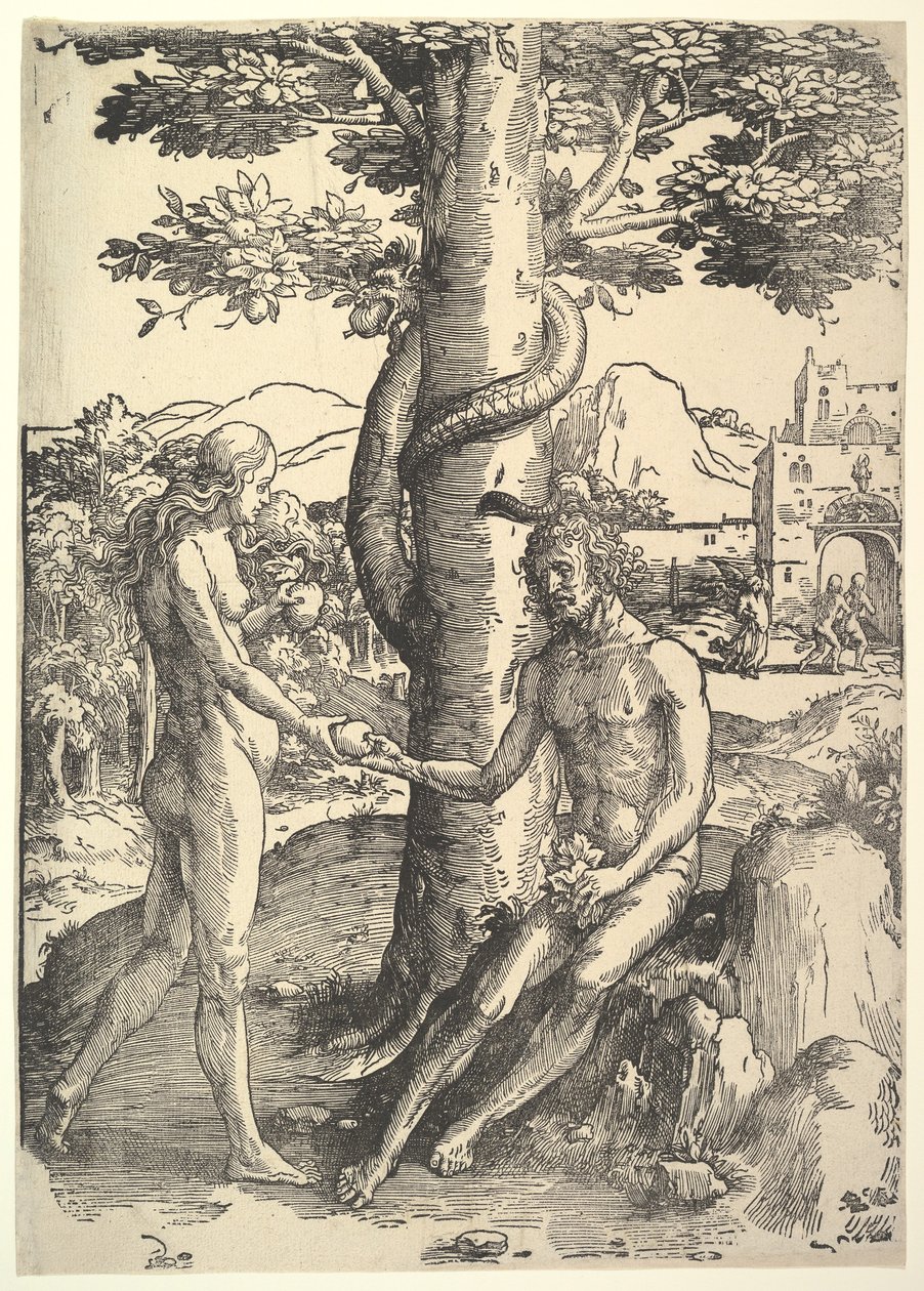 La caída del hombre, Adán y Eva de Lucas van Leyden