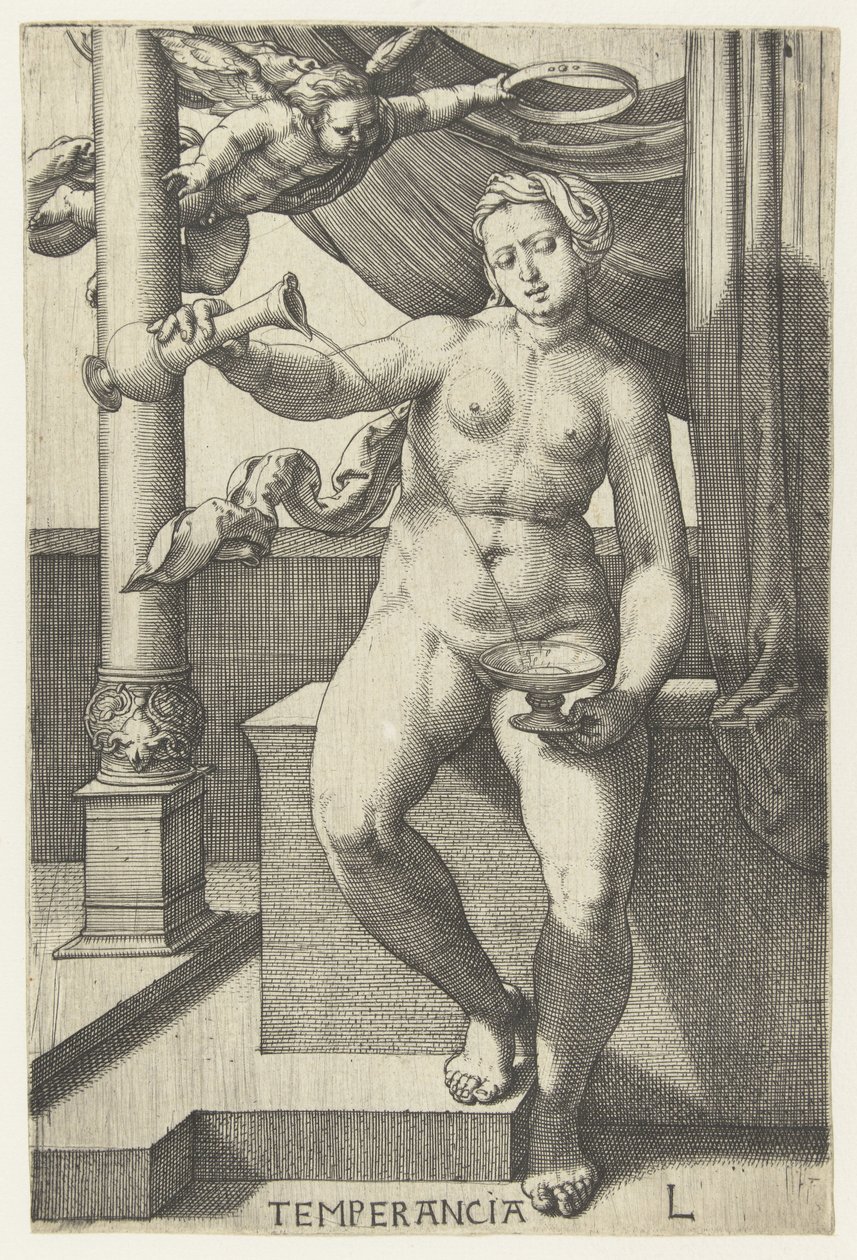 Temperance
Temperancia (título del objeto)
Siete Virtudes (título de la serie) de Lucas van Leyden