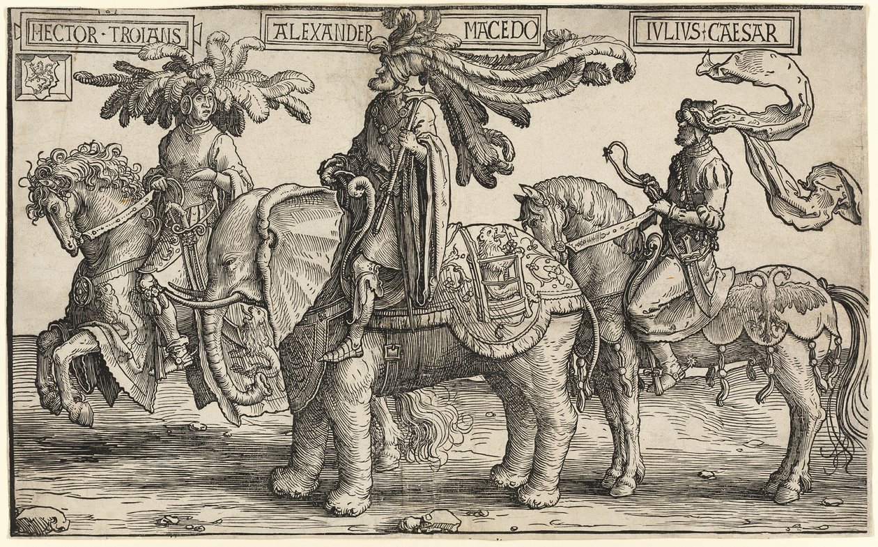 Héctor de Troya, Alejandro de Macedonia, Julio César, de Los Nueve Héroes de Lucas van Leyden