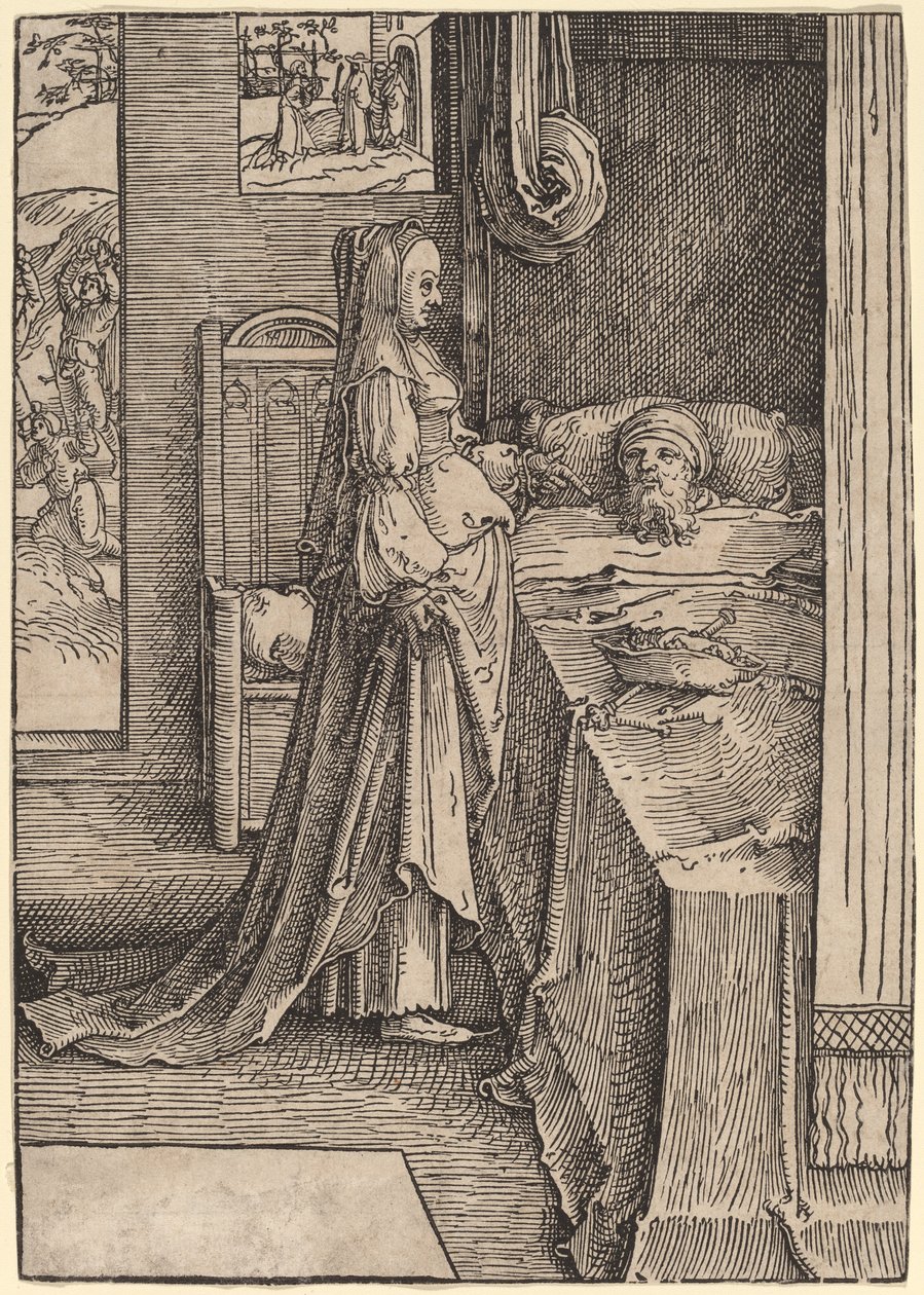 Jezabel prometiendo la viña de Nabot al rey Acab de Lucas van Leyden