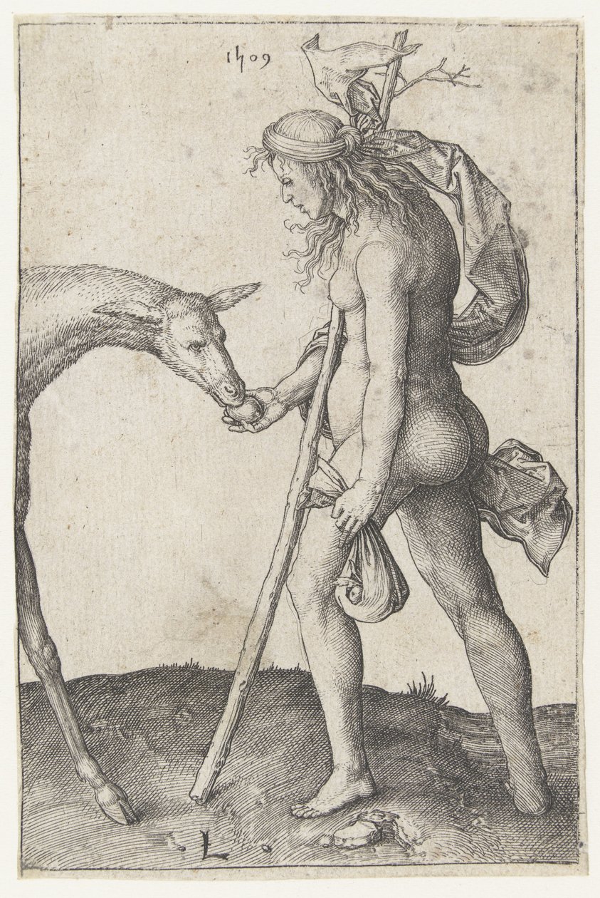 mujer joven, con, doe de Lucas van Leyden