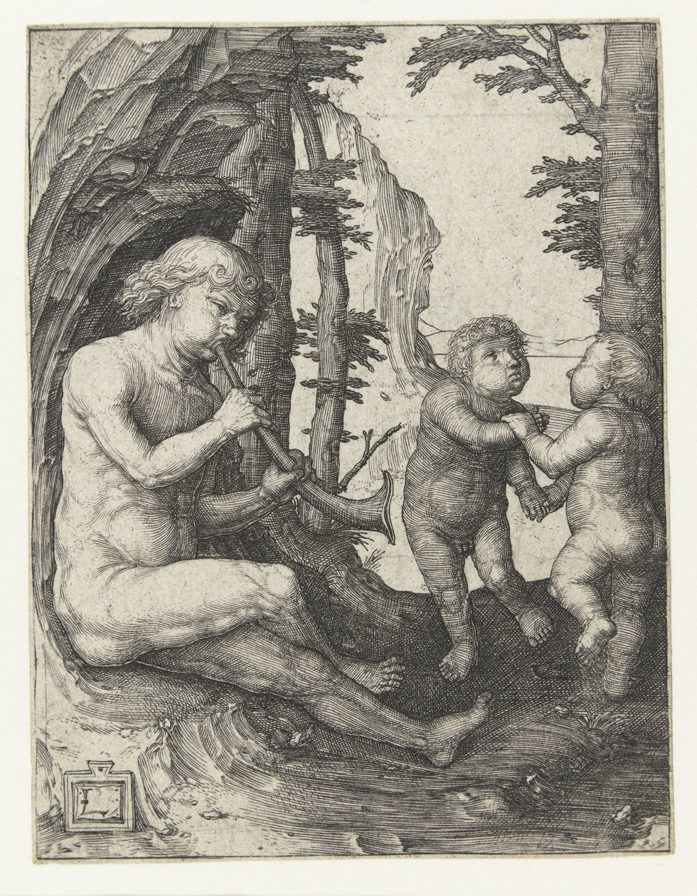 Niño con instrumento de viento de Lucas van Leyden