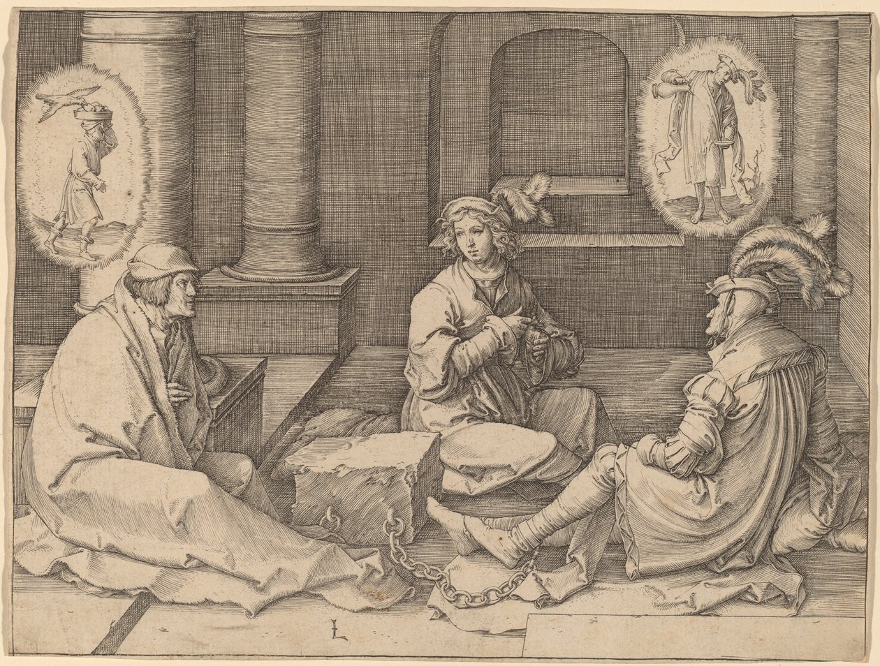 José Interpreta los Sueños en la Prisión de Lucas van Leyden