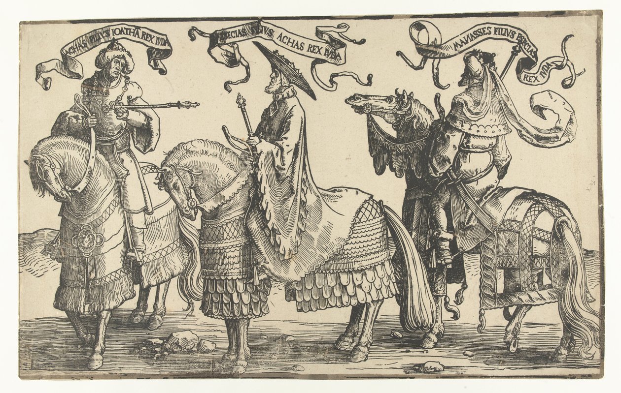 Reyes Acaz, Ezequías y Manasés Los doce reyes de Israel (título de la serie) de Lucas van Leyden