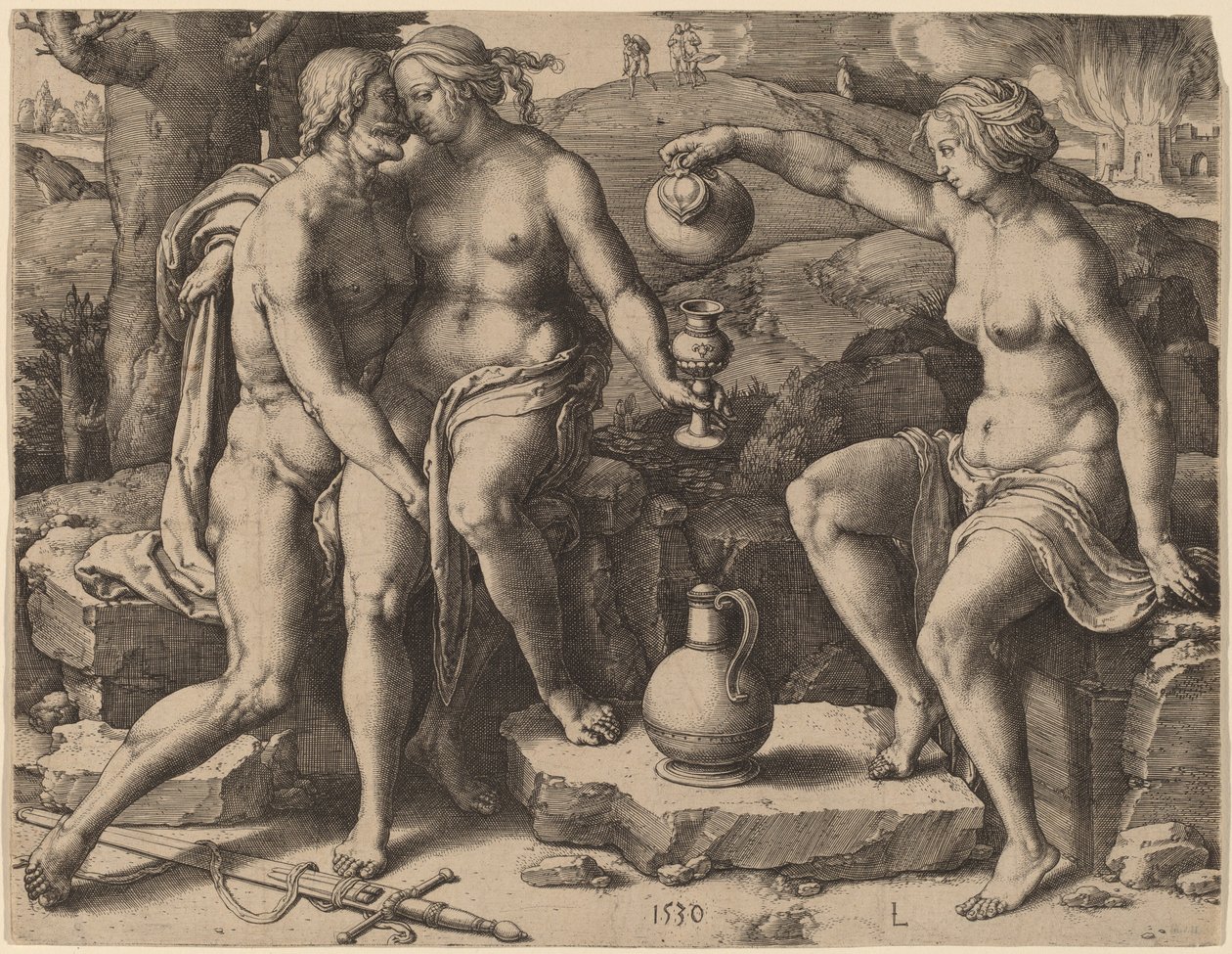 Lot y sus hijas de Lucas van Leyden