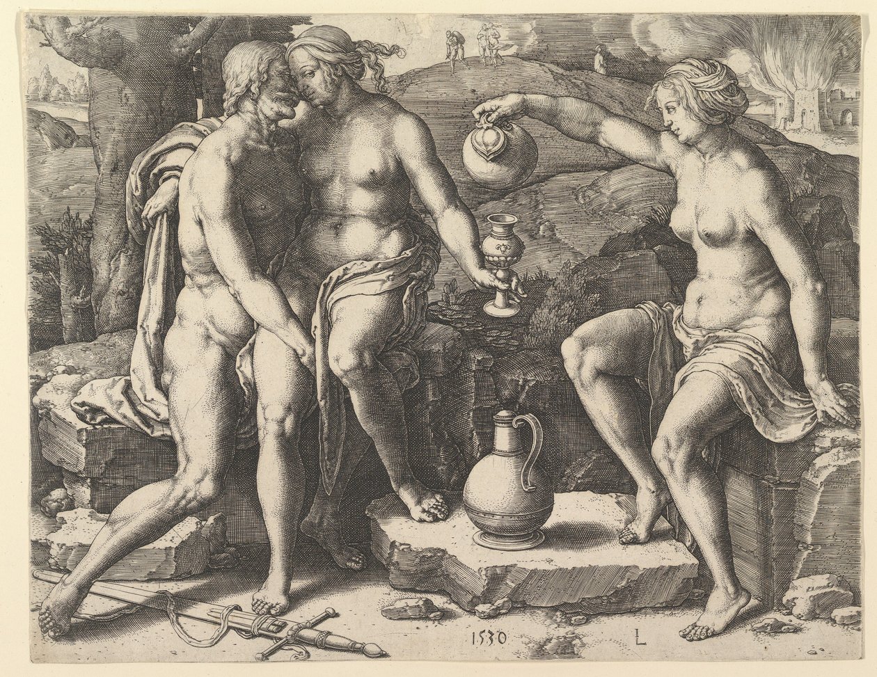 Lot y sus hijas de Lucas van Leyden