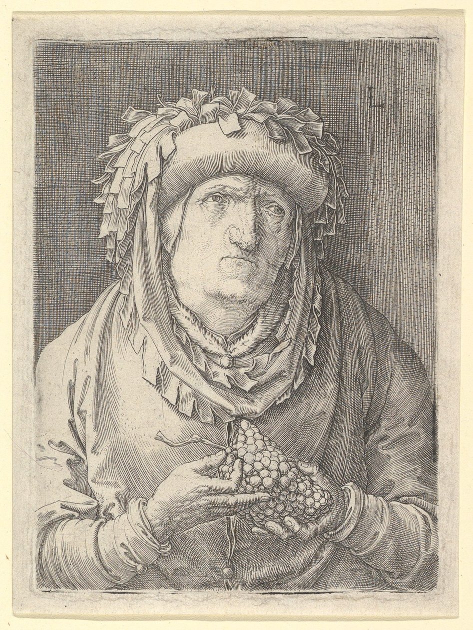 Anciana con uvas de Lucas van Leyden