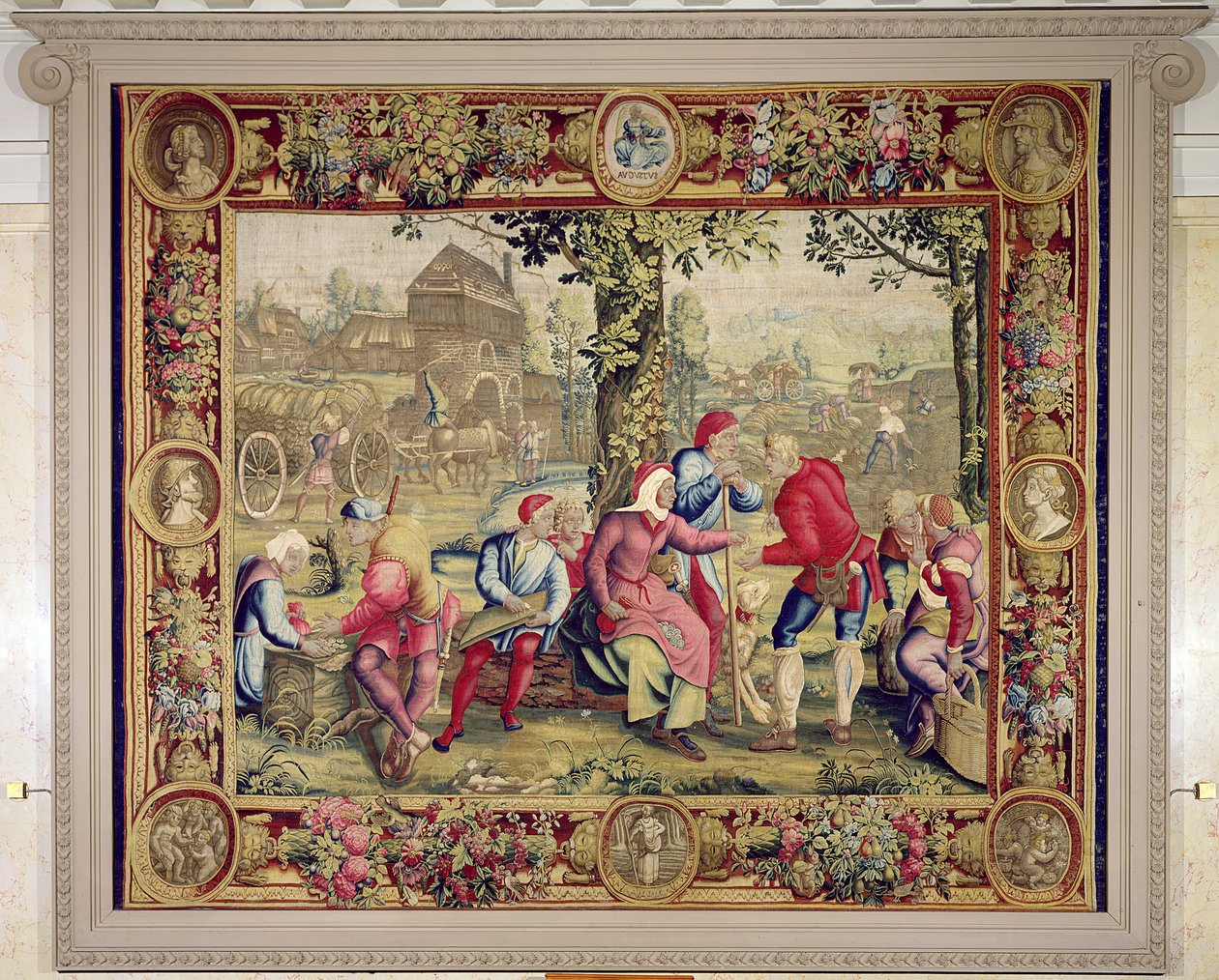Pagando a los cosechadores, Taller de Gobelinos (tapiz) de Lucas van Leyden