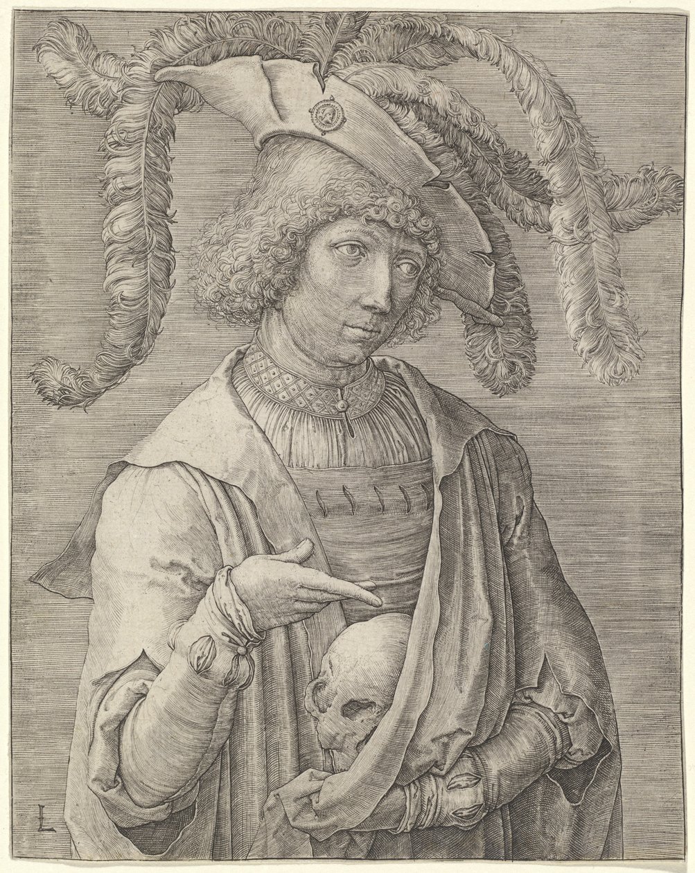 Retrato de un joven con una calavera de Lucas van Leyden