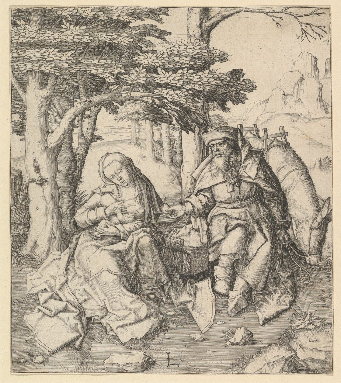 Descanso en la Huida a Egipto de Lucas van Leyden