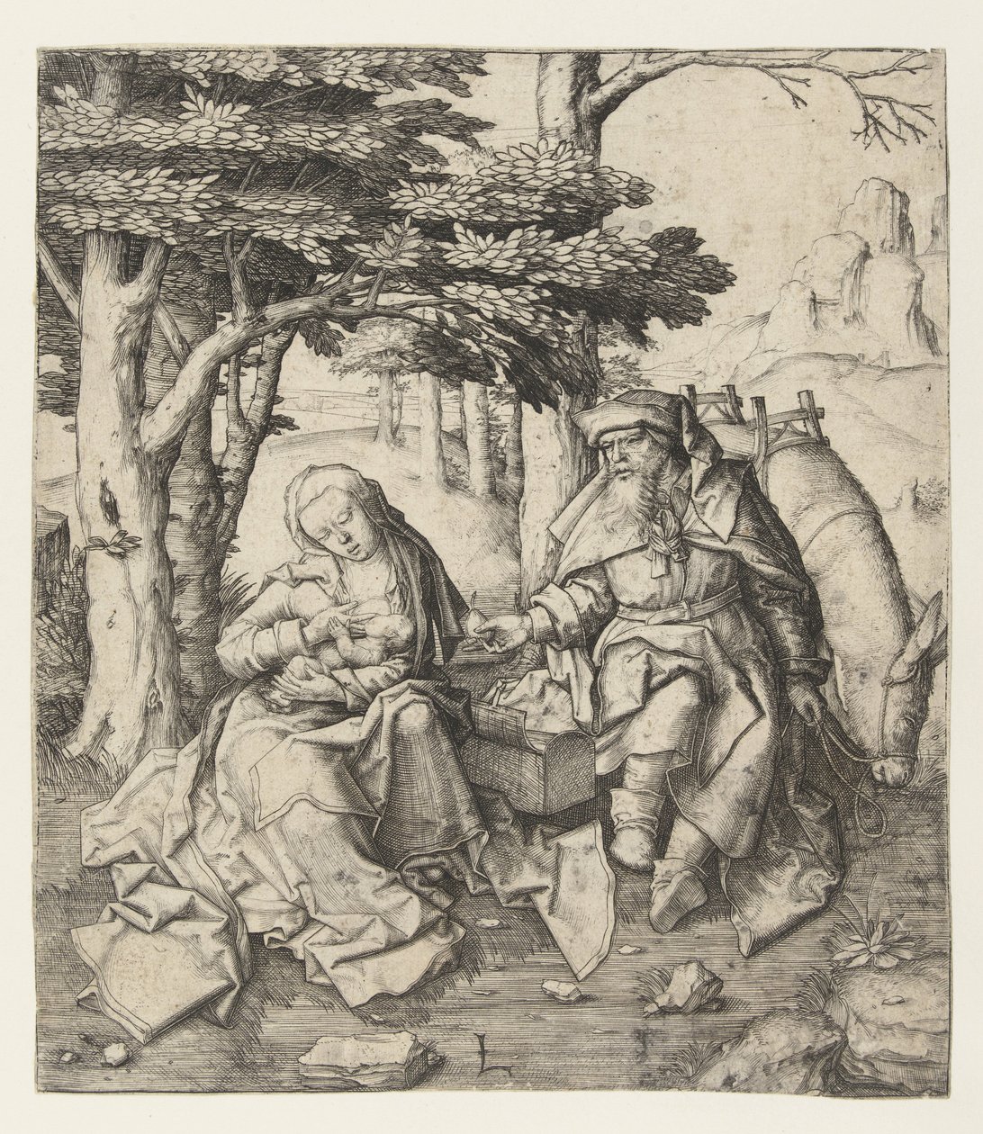 Descanso en la Huida a Egipto de Lucas van Leyden