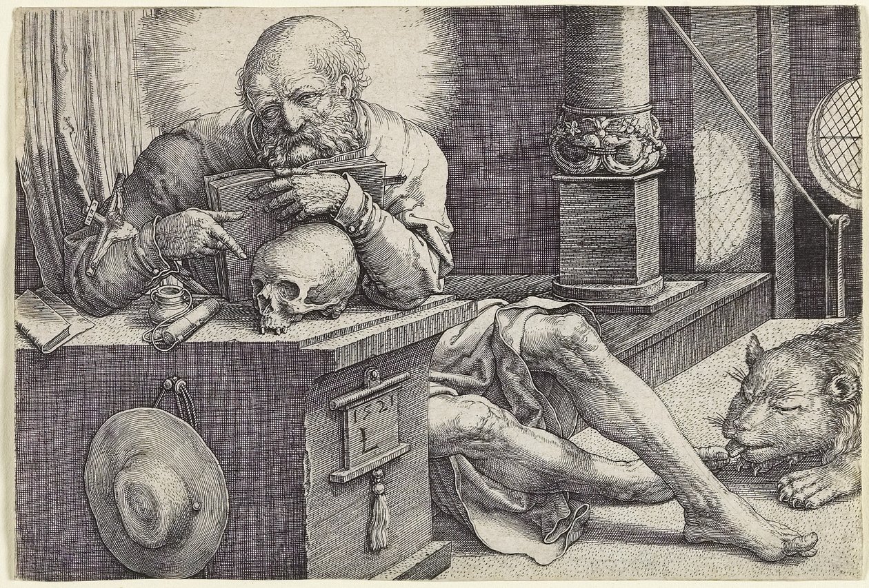 San Jerónimo en su estudio, 1521 de Lucas van Leyden