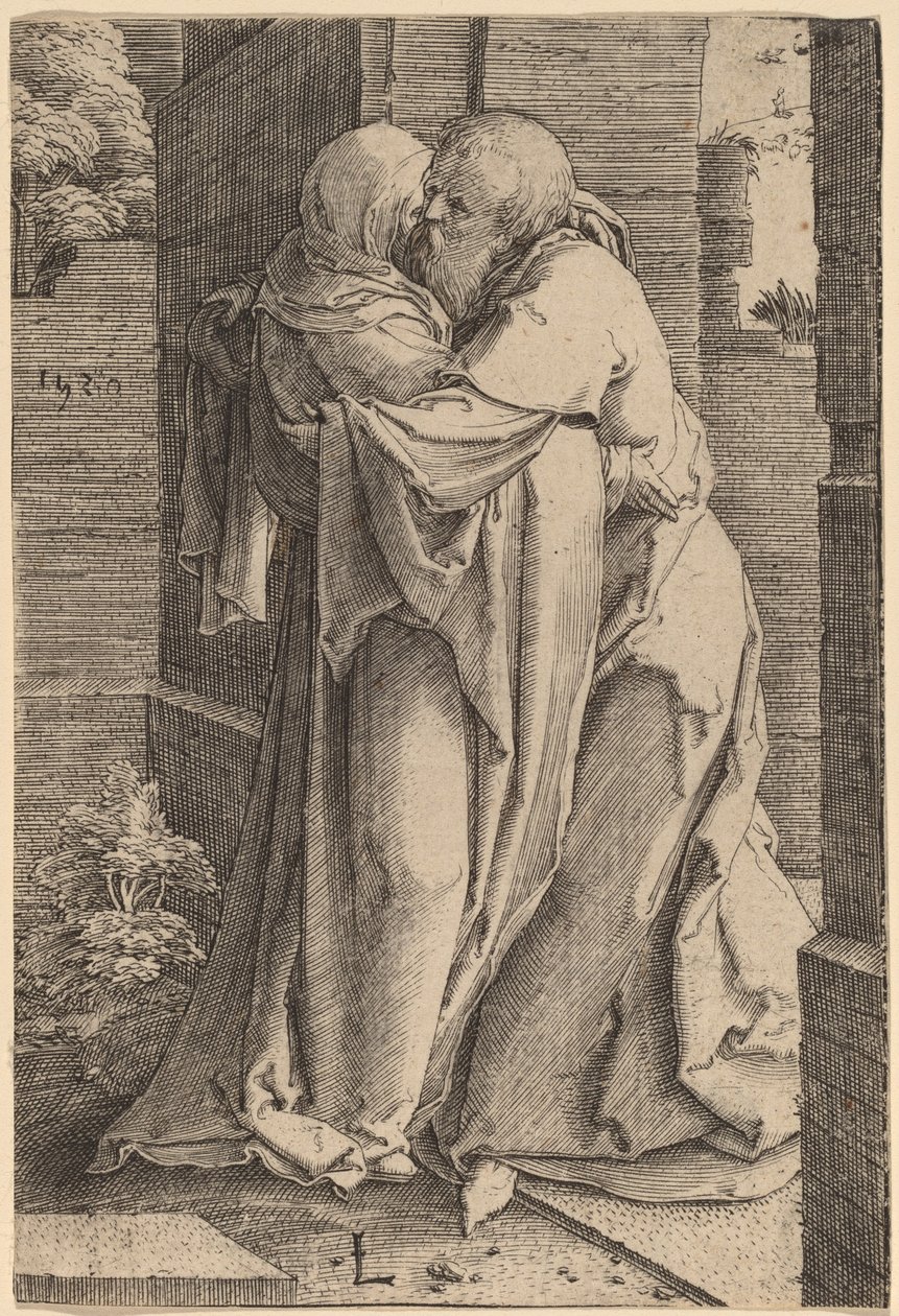 San Joaquín abrazando a Santa Ana de Lucas van Leyden