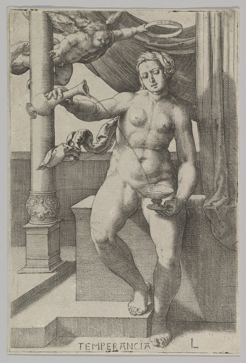 Templanza, de la serie Las Virtudes, 1530 de Lucas van Leyden