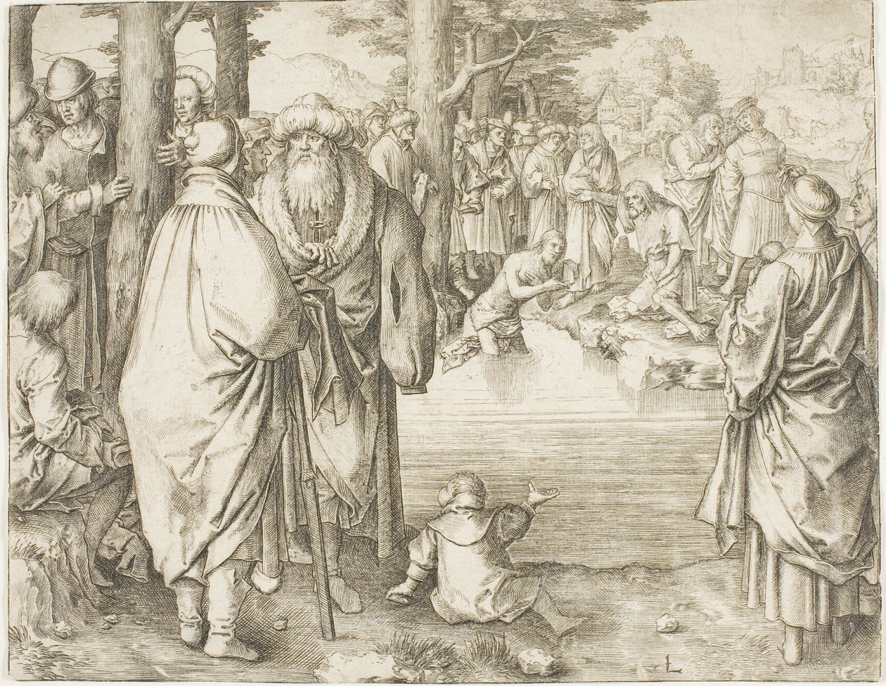 El bautismo de Cristo en el río Jordán de Lucas van Leyden