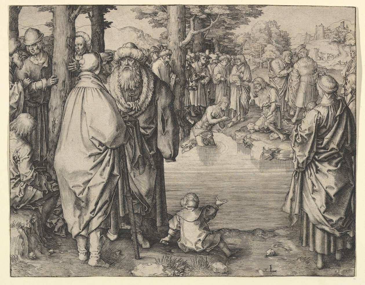El Bautismo de Cristo en el Río Jordán, ca. 1510 de Lucas van Leyden