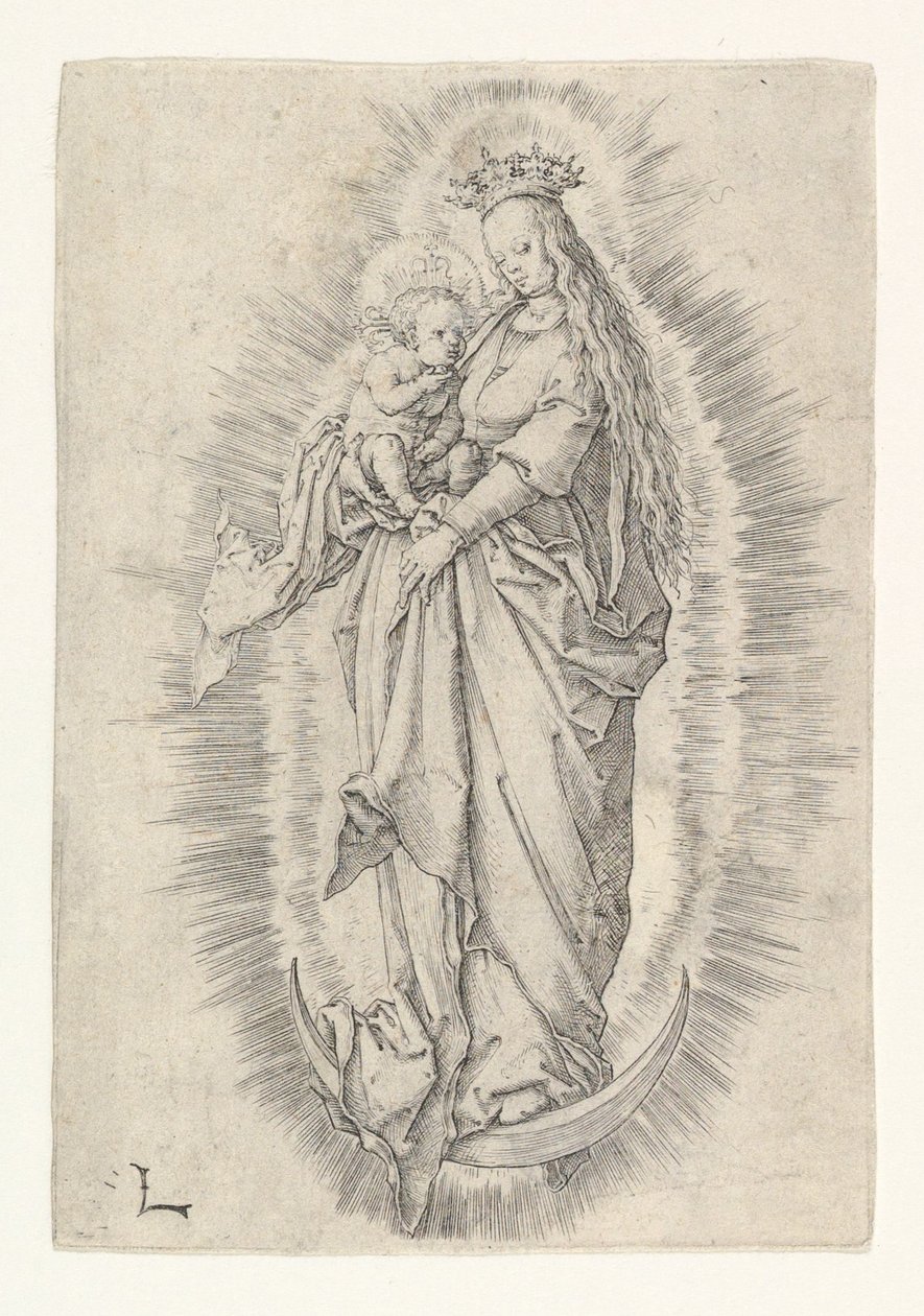 La Virgen coronada con el Niño en la gloria de Lucas van Leyden