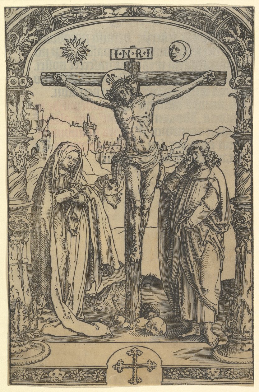 La Crucifixión usada en Missale Traiectense Utrecht Missal, Leiden, 1514, ca. 1512 de Lucas van Leyden