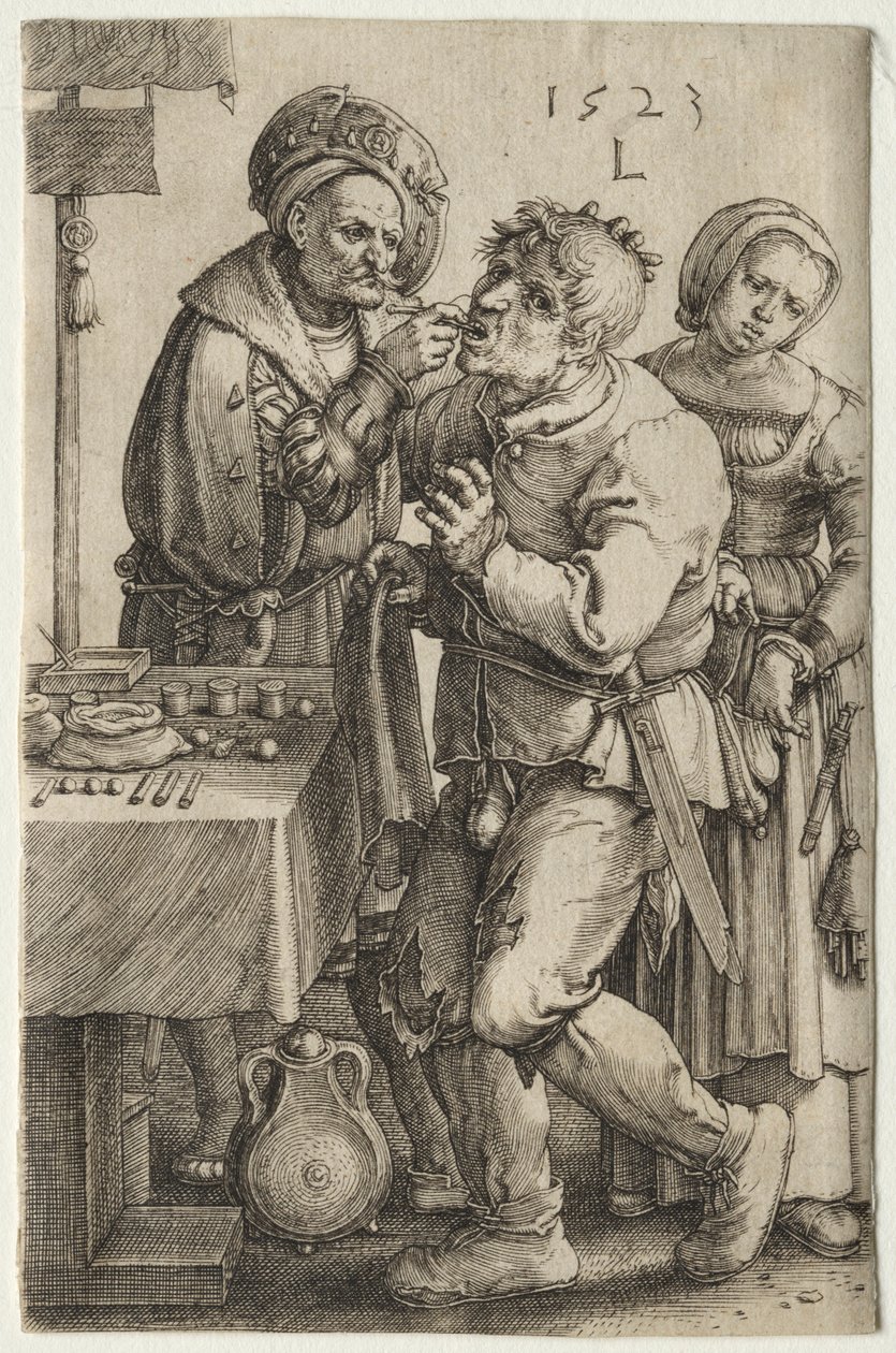El dentista, 1523 de Lucas van Leyden