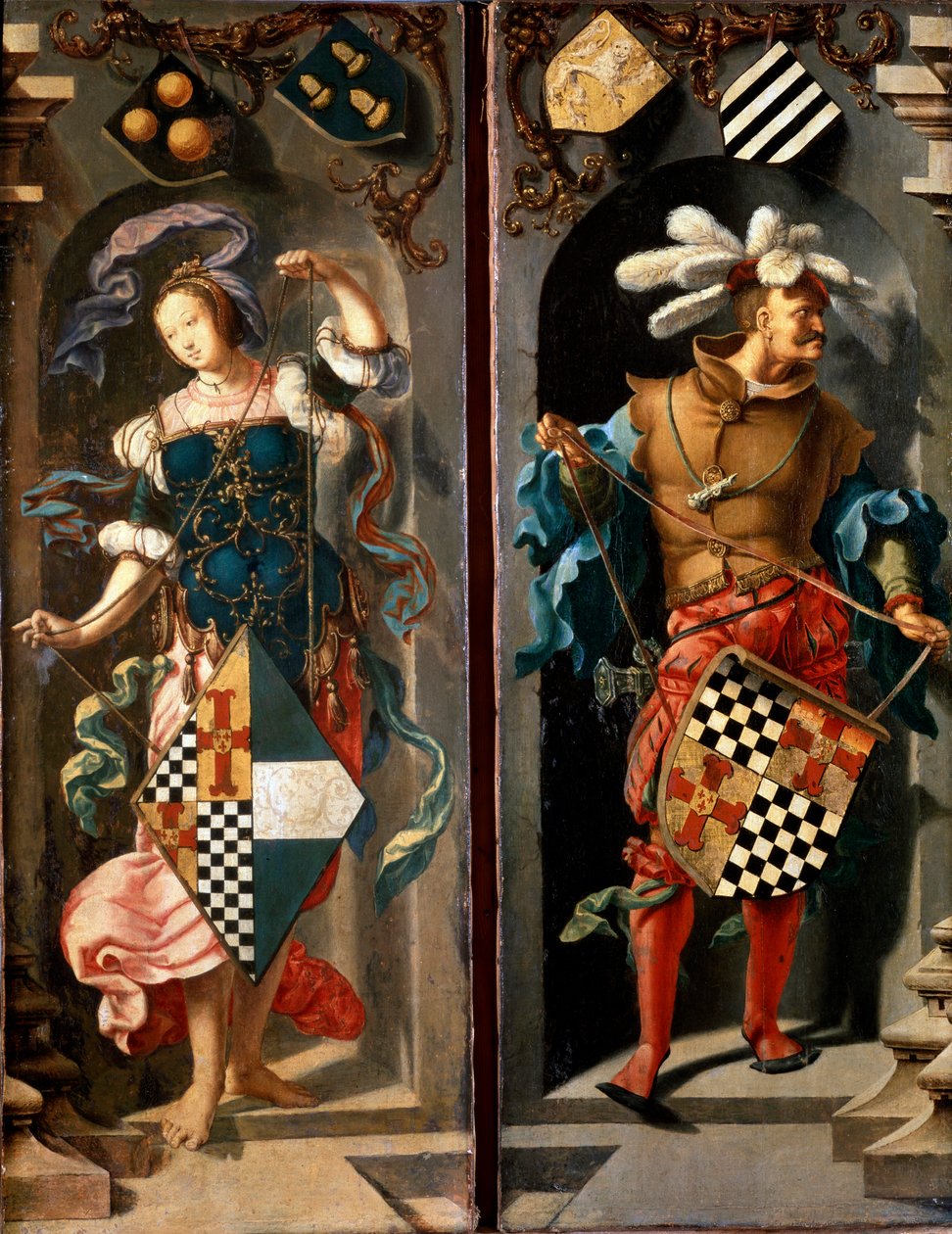 La curación del ciego de Jericó, panel lateral, 1531 de Lucas van Leyden